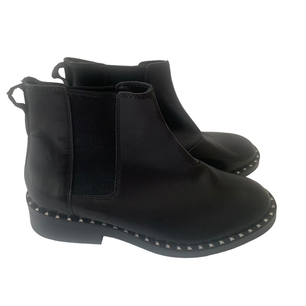 ASH Winona Ankle Black Leather Studded Chelsea Booties 36/6